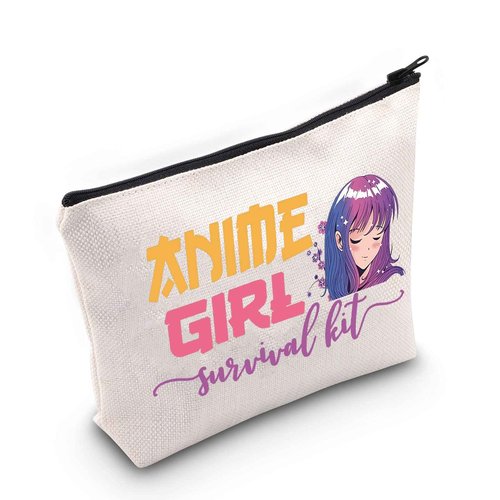 WZMPA Anime Girl Cosmetic Makeup Bag, Anime Lover Gift, Survival Kit Zipper Pouch for Teenagers Girls
