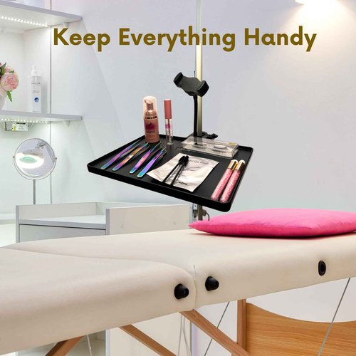 Lash Tray Holder for Ring Light Clip on Organizer Attachment with Phone Holder Eyelash Tech Lash Extension Supplies (with phone holder)