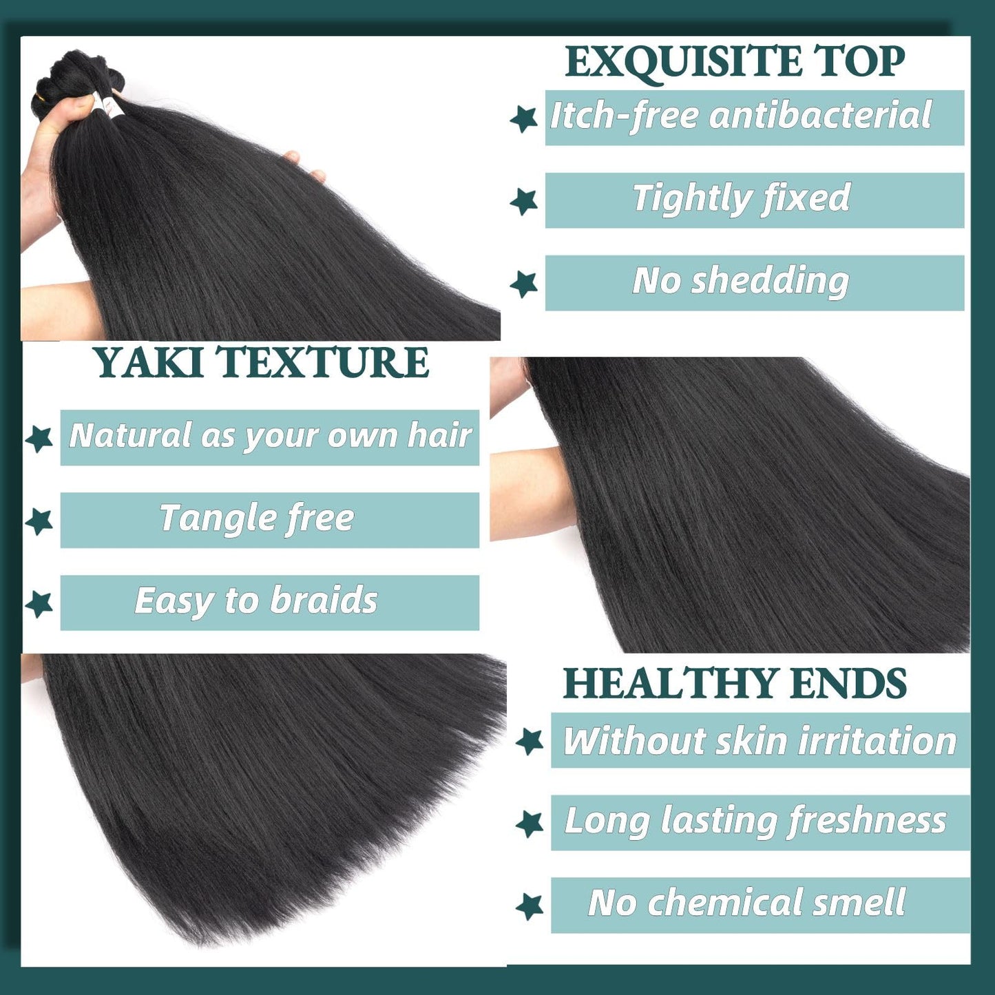 Menethe Hair Braiding Hair Pre Stretched 14inch Natural Black Braiding Hair Hot Water Setting Professional Soft Yaki Texture Synthetic Hair Extensions(14Inch,1B#).