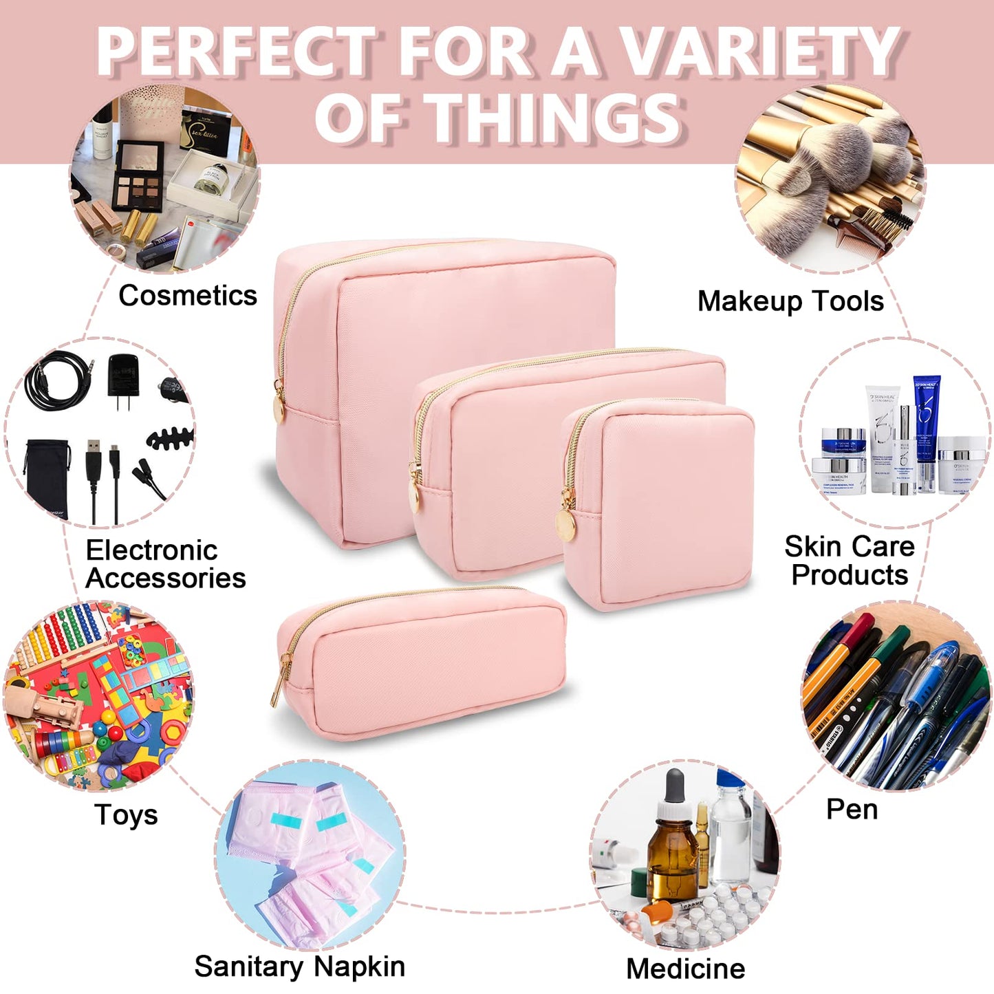 UIXIZQ Waterproof Small Pencil Case Makeup Bag for Purse,Cute Pencil Pouch Preppy Nylon Makeup Brush Holder with Zipper,Girls Portable Storage Case Small Pen Bag for Office College(Slim-Flamingo)