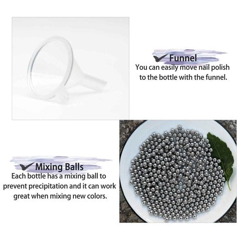 Agidea Empty Nail Polish Bottles Heart Shape, Empty Fingernail Polish Vials Containers Sample Bottles with Brush and Mixing Balls and Funnel for Nail Art Travel Size Pack of 6 (10ML)