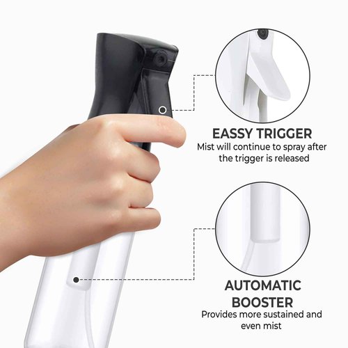 ChanceInElegance Eco-Friendly Continuous Spray Bottle for Hair, Cleaning, Plants & Pets | Fine Mist Refillable Sprayer with Ergonomic Grip, Leak-Proof Design | Durable PET Plastic,10 oz (300 ml)