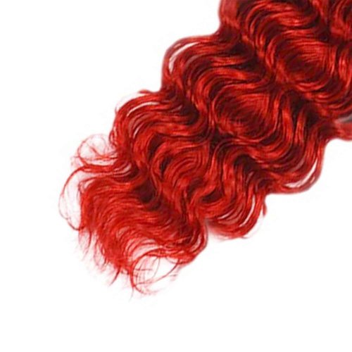 Red Deep Wave Human Hair Bundles 30 Inch Deep Single Bundle Light Red Color Human Hair Unprocessed Native Virgin Hair 100g Total Double Weft Crochet Human Hair Extensions for Women
