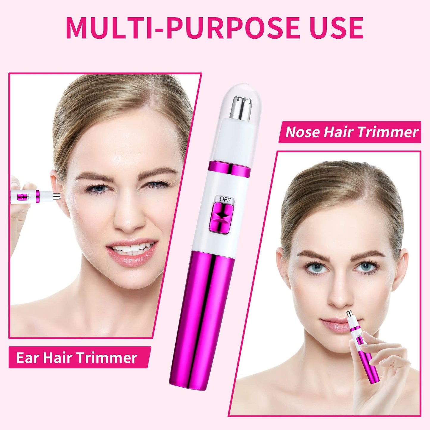 AREYZIN Nose Trimmer for Women Ladies Painless Ear and Nose Hair Trimmer for Men Eyebrow Facial Ear Hair Trimmer Nose Hair Clippers Professional, Waterproof, Dual-Edge Blade, Purple