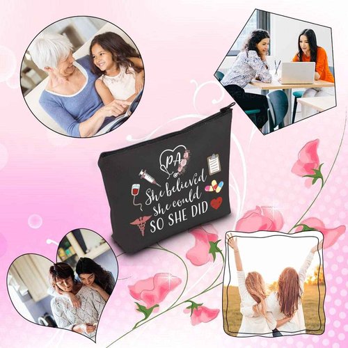 TSOTMO Physician Assistant Gift She Believed She Could So She Did 2023 Nurse Graduation Gift Makeup Bag (BLK-She Believed PA)