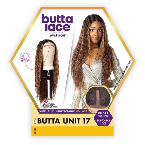 Sensationnel Butta Lace Wigs - Unit 17 Extra Wide 5 Inch Deep Parting Synthetic Preplucked Hairline Glueless Lacefront (1 JETBLACK)