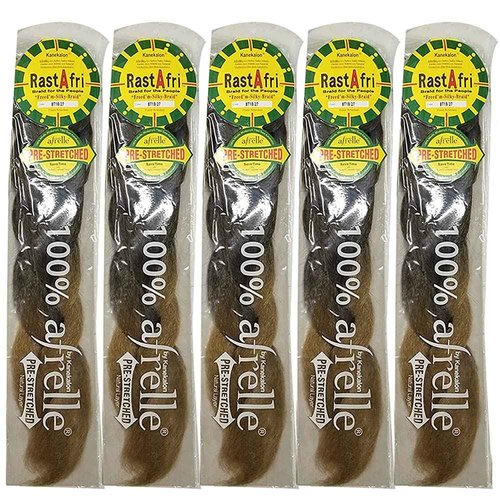 RastAfri Pre-Stretched Silky Braiding Hair (5 Single Packs, #BT 1B/27)