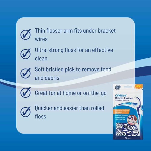 OrVance Braces Flosser - Designed for Braces for an Easy & Effective Clean, Ultra Strong Floss - 40 Count (Pack of 4)