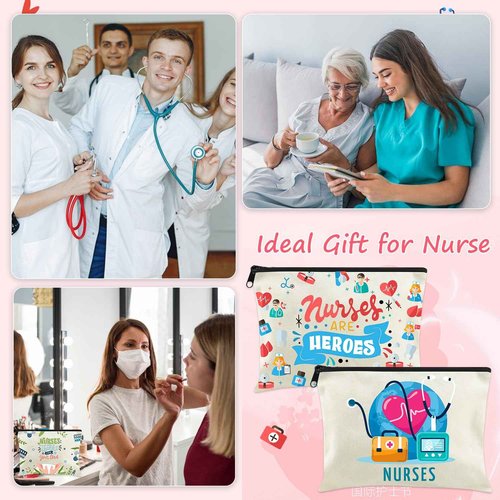 30 Pack Nurse Makeup Bags Nurse Cosmetic Bags Bulk Nurse Gift Survival Kit Funny Nursing Travel Toiletry Makeup Bag Nurse Appreciation Gifts for Women Men Thank You Nurse Appreciation Week Gift