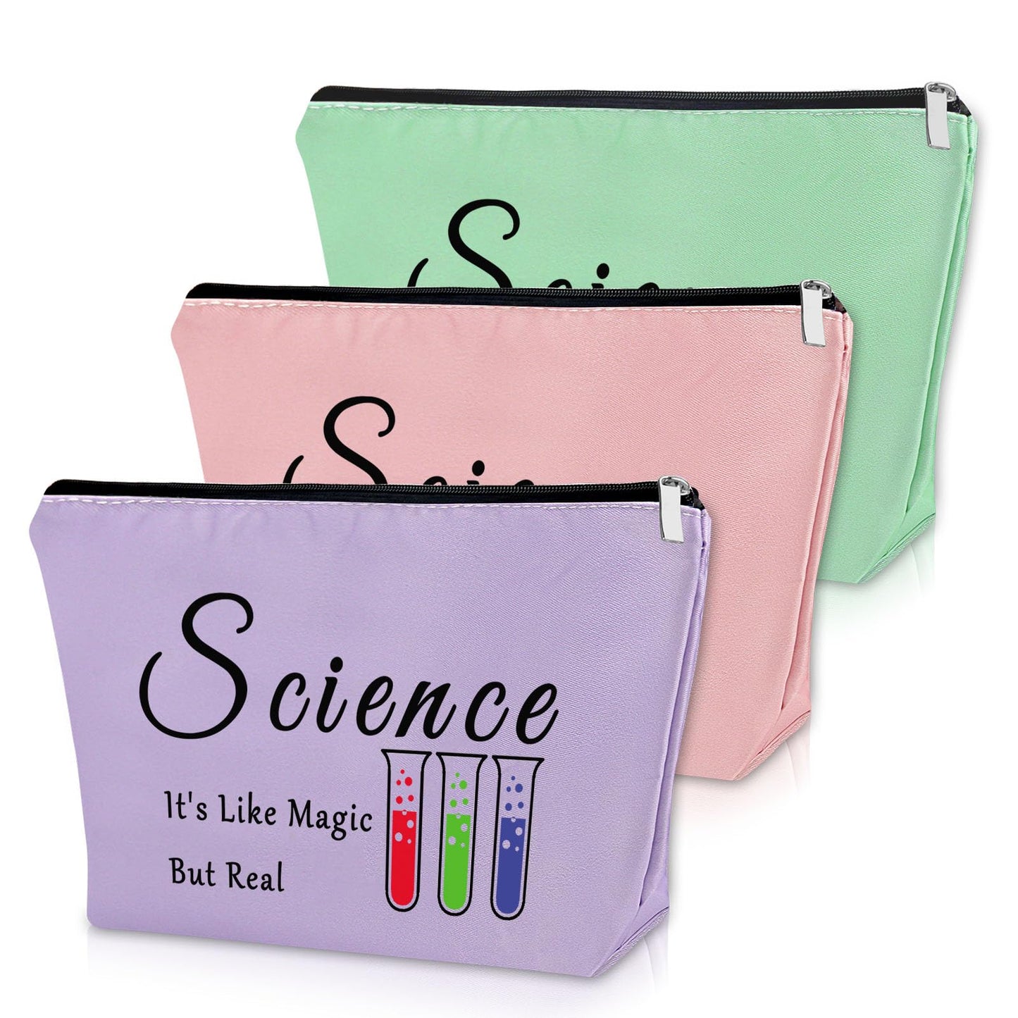 Sazuwu 3PCS Science Gifts for Women Makeup Bag Data Scientist Funny Gift Science Teacher Gifts for Adults Cosmetic Bag Science Lovers Gifts Ideas Science Themed Gifts Birthday Graduation Gift