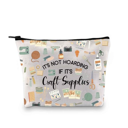 G2TUP Crafter Gift It's Not Hoarding If It's Craft Supplies Makeup Bag Crafting Lover Cosmetic Bag Sewing Lover Gift (Craft Supplies MB)
