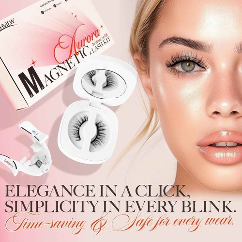LASHVIEW Magnetic Eyelashes Natural Look, Reusable Magnetic Lashes with Applicator, No Glue Needed, Windproof & Waterproof,Comfort RCM01-1