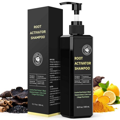 Root Activator Shampoo for Hair Growth - Natural Formula DHT Blocker with Fo-Ti Root and Ginger to Strengthen Follicles, Shampoo for Man & Women to Thinning and Lost Hair