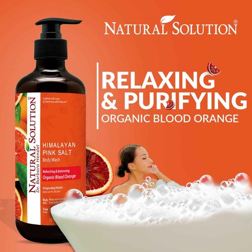 Natural Solution Body Wash, Formulated with Organic Blood Orange Extracts with Himalayan Pink Salt, Revitalizes & Refreshing Your Skin, 17 fl oz/Each – Pack of 3