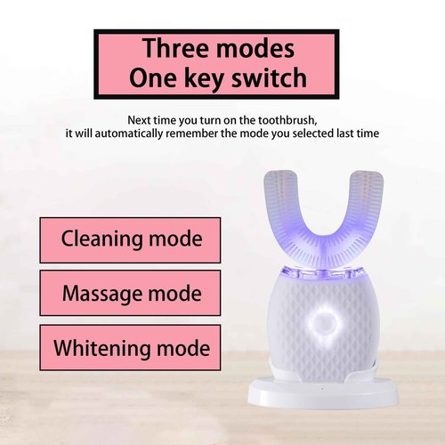 Ultrasonic Toothbrush for Adults - Automatic Electric Toothbrush with Soft Bristles & 30s Timer Rechargeable Portable Design with Wireless Charging Waterproof & Washable for Travel & Home Use (White)