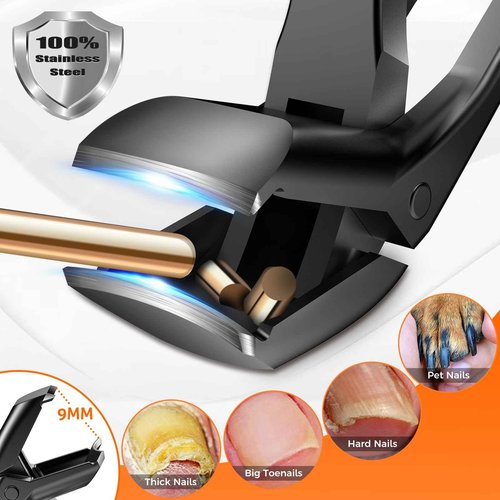 Toenail Clippers for Seniors Thick Toenails, Wide Jaw Opening Large Toe Nail Clippers for Men Thick Nails, Angled Head ErgonomIc Nail Clippers with Catcher, Slanted Curved Ingrown Toenail Clippers