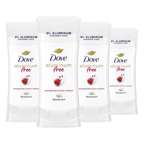 Dove Aluminum Free Deodorant for Women 4 Count Pomegranate and Lemon Verbena 72 hour odor protection 2.6 oz