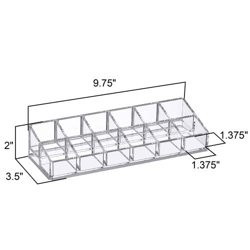 Amazing Abby - Glamour - 2-Pack 12-Slot Acrylic Nail Polish Organizer, Lipstick Holder, Lip Gloss Organizer, Cosmetic Storage Display, Perfect Storage Solution for Drawer, Vanity, Bathroom, and More
