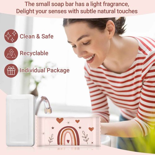 Kacctyen 200 Pcs 0.35 oz Mini Hotel Soap Bars Bulk Individually Wrapped Rainbow Hand Soap Bars Travel Size Toiletries for Hospitality Guest Holiday Rentals