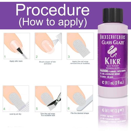 Backscratchers Kikr Activator - Quick Dry Nail Resin Mist for Manicure and Nail Repair Wrap - 2 oz