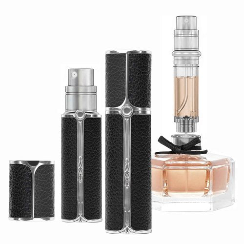 muilsae BF00BKS Leather Perfume Bottle 5ml – Bottom-Fill Refillable Dispenser, Leak-Proof & Portable for Men & Women, Ideal for Travel, Gifting & Daily Use (BKS)