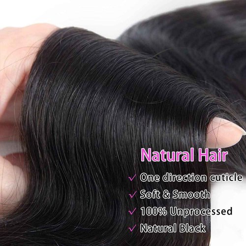 Human Hair Bundles (10 12 14Inch) Brazilian Body Wave Hair 3 Bundles Unprocessed 100% Virgin Human Hair Double Weft 3 Bundles Body Wave Human Hair Natural Black Color Body Wave Bundles