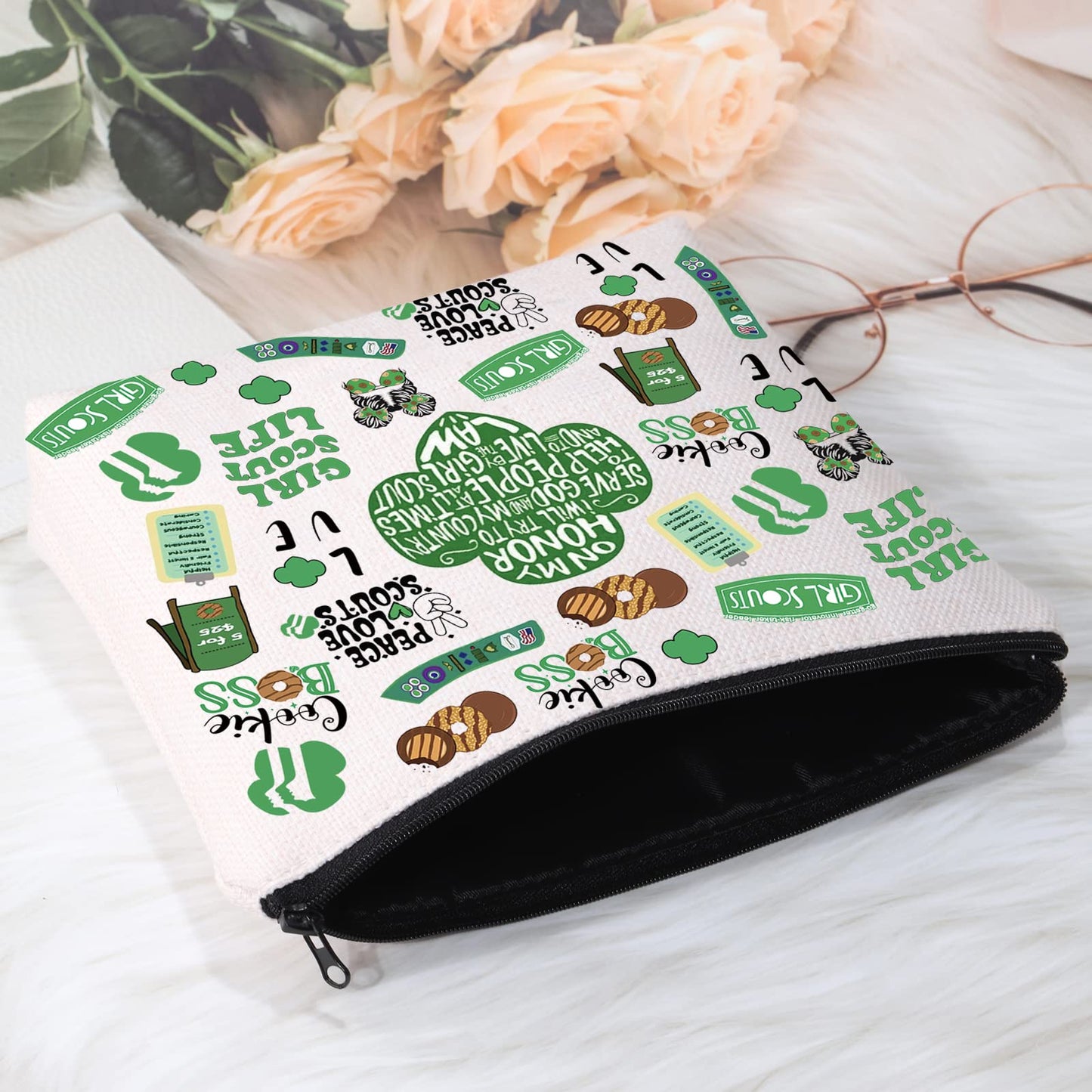 POFULL Scout Cookie Boss Cosmetic Bag Girl Troop Leader Gift Cookie lover gift (Cookie Boss Cosmetic Bag)