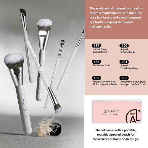 Albeaut ShellWhite Series Makeup Brushes 7PCS