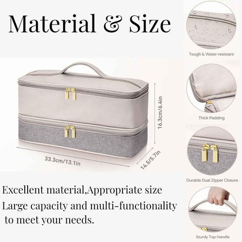 Lyoveu T-D1 Portable Double-Layer Travel Carrying Bag Compatible with Shark Flexstyle Hair Dryer Accessories Tools Storage Bag for Hair Tool Attachments Organizer