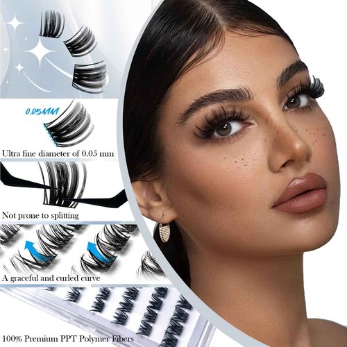 Luxury Lash Clusters Kit - Wispy & Fluffy Cluster Eyelash Extensions 8-16mm, 150H Wear | Korean Hypoallergenic PBT Fibers, Waterproof Glue & Seal | Gift Ready Premium Box (Volume-black box)