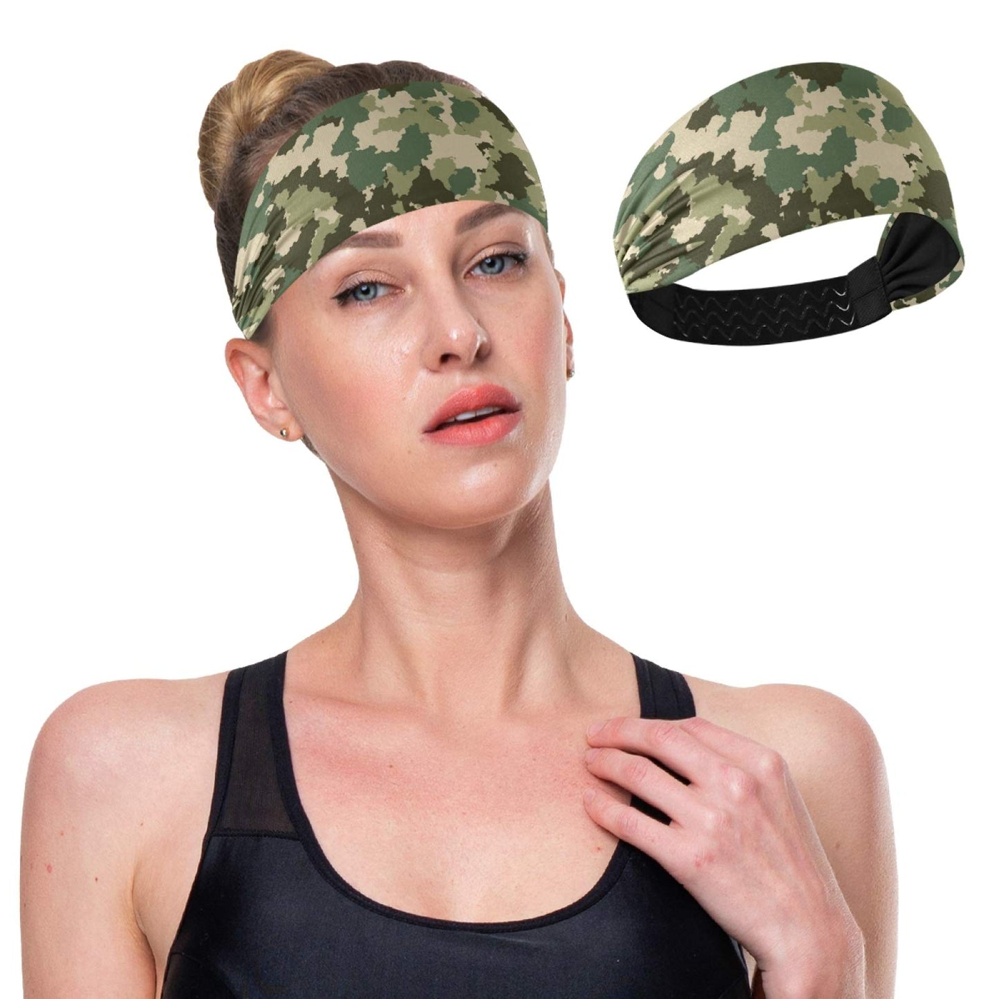 Sports Headbands for Women, Camouflage Breathable Hair Bands, Elastic Headbands, Quick Dry Head Bands