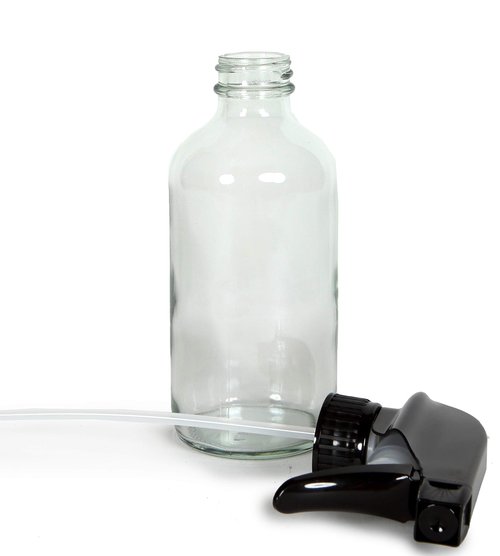 Vivaplex, 6, Large, 8 oz, Empty, Clear, Glass Spray Bottles with Black Trigger Sprayers (Pack of 2)
