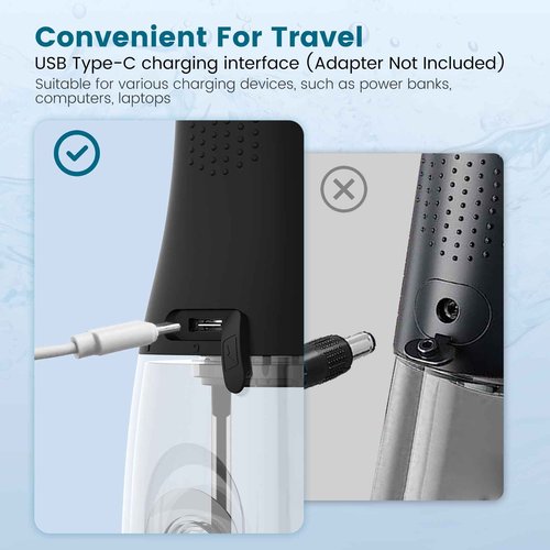 BOTLUXE Water Flosser Cordless - 265ml Portable Water Flosser for Teeth with 6 Nozzles, 1400 Pulses/Min, 4 Modes, IPX7 Waterproof, 60-Day Battery for Braces, Sensitive Gums, Travel & Family Use