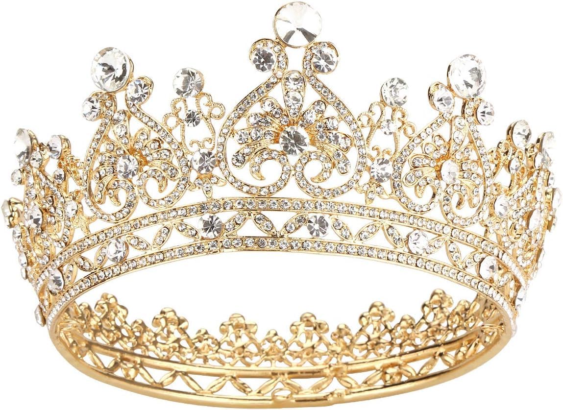 Makone Gold Tiara Crown for Women Girls, Crowns Tiaras Hair Accessories for Birthday Wedding Prom Bridal Party Halloween Costume Christmas Gifts