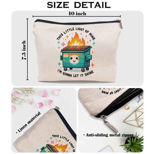 Ayxvt Dumpster Gifts Makeup Bag, Dumpster Bag,Dumpster Fire Cosmetic Bags for Women, Inspirational Positive Encouragement Gifts for Women Zipper Pouch