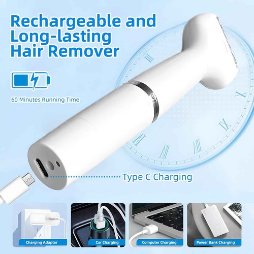 Bikini Trimmer for Women, 7 in 1 Electric Razor, Hair Trimmer for Face Nose Eyebrow Legs Arm Armpit Bikini, Waterproof, Painless Rechargeable Body Shavers Set