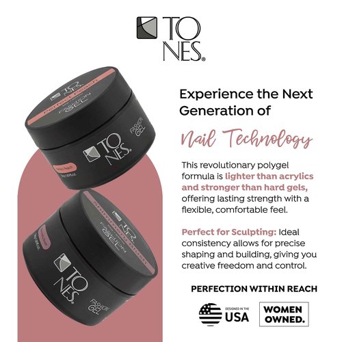 TONES Fashion Gel - Premium, Long-Lasting LED or UV Poly Nail Gel - 7-Free - Quick-Curing Nail Art and Nail Design Overlay or Nail Sculpting - (1.89 Oz, Cover Almond)