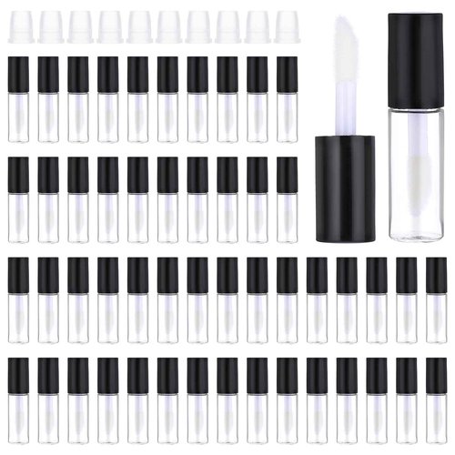 WLLHYF 100 Pcs Mini Lip Gloss Tubes, Refillable Lip Balm Bottle Transparent Empty Containers Travel Personal Cosmetic Inserts Cosmetic Tools Mini Lipstick Containers for Women DIY Makeup