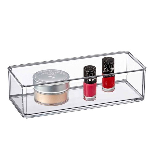 Amazing Abby - Glamour - Acrylic 1-Compartment Makeup Organizer, Transparent Plastic Lipstick Holder, Perfect Bathroom Vanity Storage Solution for Lipsticks, Nail Polishes, and More