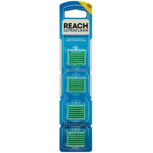REACH Ultraclean Access Disposable Snap-On Flosser Refill Heads for Proper Oral Care, Mint Flavored, 28 Count (Pack of 5)