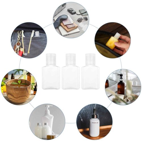 APACALI 100PCS Plastic Travel Bottles 1oz Mini Shampoo Bottles Small Empty Bottles Refillable Cosmetic Containers with Flip Cap Clear Portable Small Bottles for Liquid, Lotions, Toner, Body Soap