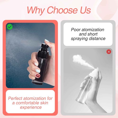 QIYUDA 6 Pack 1oz Mini Spray Bottle, 30ML Plastic Empty Refillable Fine Mist Travel Toners Perfume Face Small Spray Bottles (3Pcs Black + 3Pcs White)