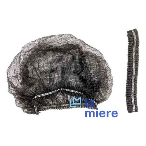 LA MIERE 100 Black Disposable Non-Woven Hairnets, Bouffant Caps, Protective Hair Head Covers, Hair Net, Surgical Cap, Medical Hair Covers, 21"