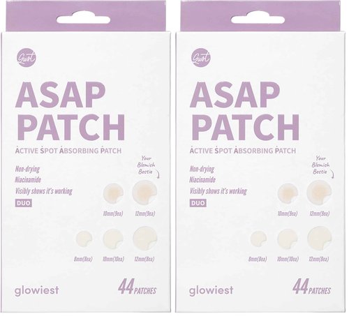 glowiest ASAP Active Spot Alleviating Patch 44 Patches (DUO) 8mm, 10mm, 12mm Spot patches - Premium Hydrocolloid Dressing Dots | Simple & Easy Active Treatment (Pack of 2)