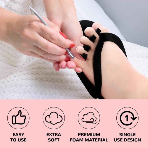 Suhine 120 Pairs Disposable Pedicure Slippers and Toe Separators Kit 40 Pairs Disposable Foam Flip Flops 80 Toe Separators for Women Nail Hotel Salon Spa Party(Black, Purple, White, Pink)