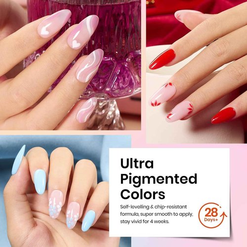 Beetles Gel Nail Kit 504Pcs Medium Almond Nail Tips with 20 Colors Gel Nail Polish Set