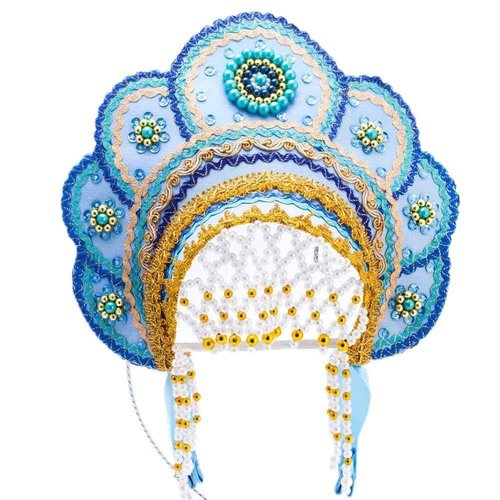 Best Avantage Elena Kokoshnik Headdress (light blue & golden)