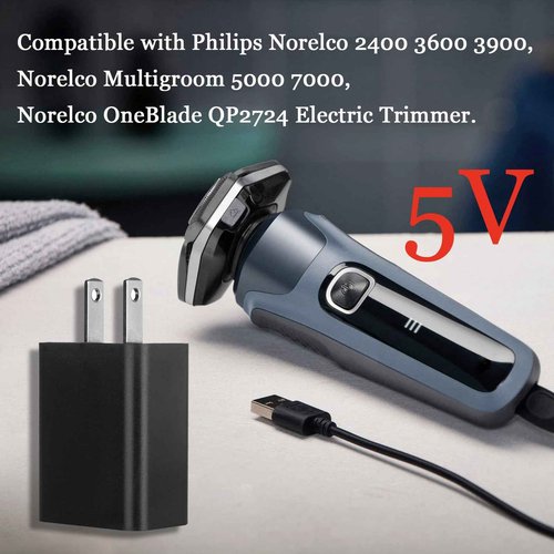 5V Charger Replacement for Philips Norelco 2400 3600 3900, Norelco Multigroom 5000 7000, Norelco OneBlade QP2724 Electric Trimmer and Shaver, TI 84 Plus CE USB Charging Block Universal Travel Plug