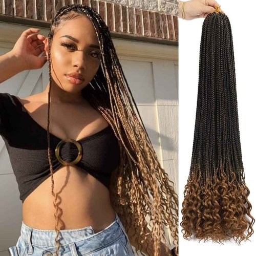 144 Strands Goddess Crochet Box Braids with Curly Ends 30 Inch Pre Looped Box Braids Crochet Hair 8 Packs Curly Crochet Braids for Black Women