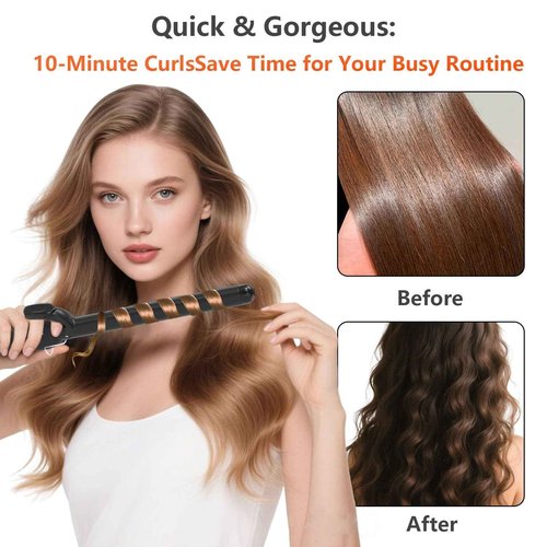 Huvcy 1 Inch Curling Iron - Ceramic Curling Iron, Fast Heat Function LCD Display 180°F-450°F Adjustable, Long Lasting Beach Waves, Dual Voltage Curler, Heat Resistant,Black